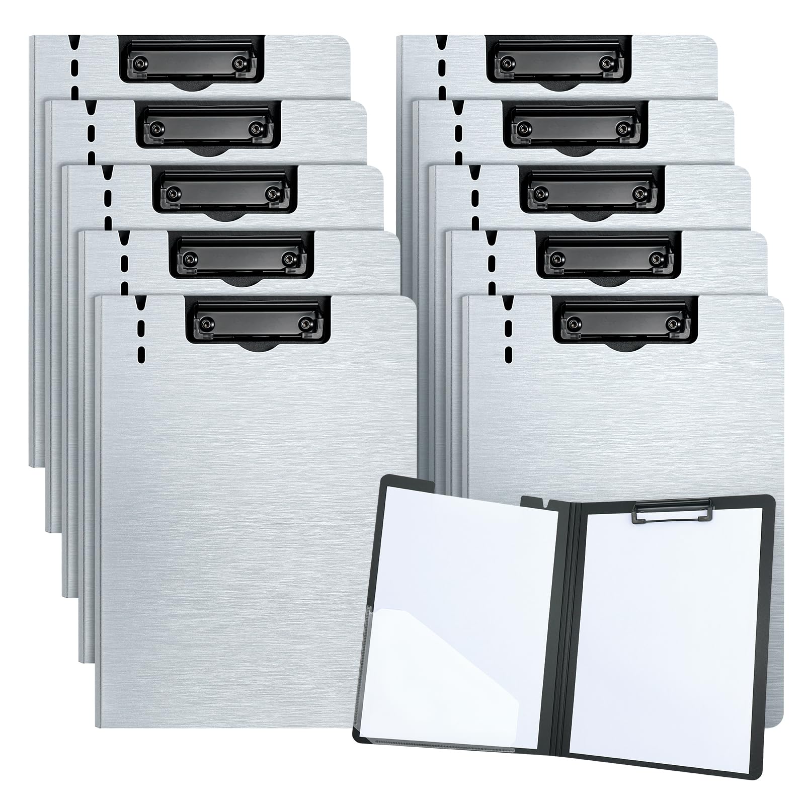 URbantin A4 Clipboard Folder,Foldable Clipboards with Pocket,10 Pack Clip Board for Memo Form Document & School Office Work Classroom Folder (Grey)