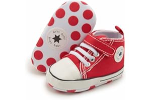 KIDSUN Unisex Baby Boy Girl Canvas Sneaker Soft Sole Infant Lace up Newborn Ankle Toddler First Walkers Crib Shoes