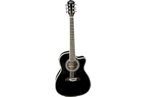 Oscar Schmidt 6 String OG1B 3/4 Size Dreadnought Acoustic Electric Guitar. Black, Right (OG1CEB-A)