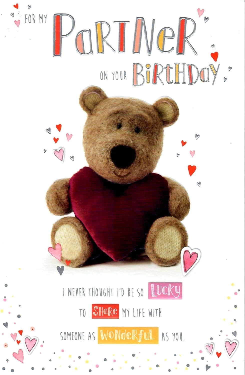 Barley Bear - for My Partner with Love - Birthday Card, Brown, 230mm x 160mm