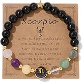 Zodiac Bracelets for Women 12 Constellations 8mm Healing Crystal Bracelet Mens Black Beaded Bracelets Natural Stone Bracelets Birthstone Gifts Zodiac Gifts for Women
