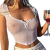 Women's Sexy See-Through T-Shirt Tops Y2k Short