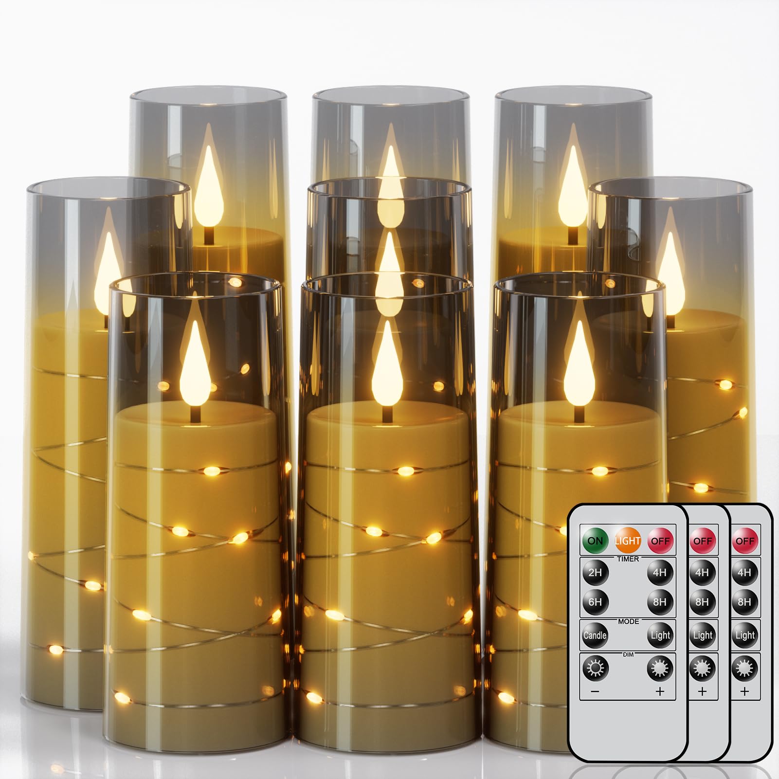Photo 1 of ***I DON'T KNOW IF IT WORKS** Flickering Flameless Candles with 3 Remote Timer, 8 Pack LED Battery Operated Candles with Embedded Star String for Fall Christmas Wedding Decor(D2.3”x H5”5”5”6”6”6”7”7”7”)