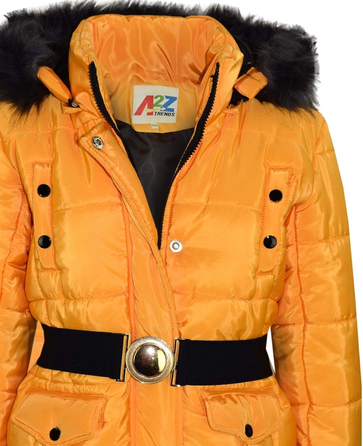 mustard faux fur hood puffer jacket