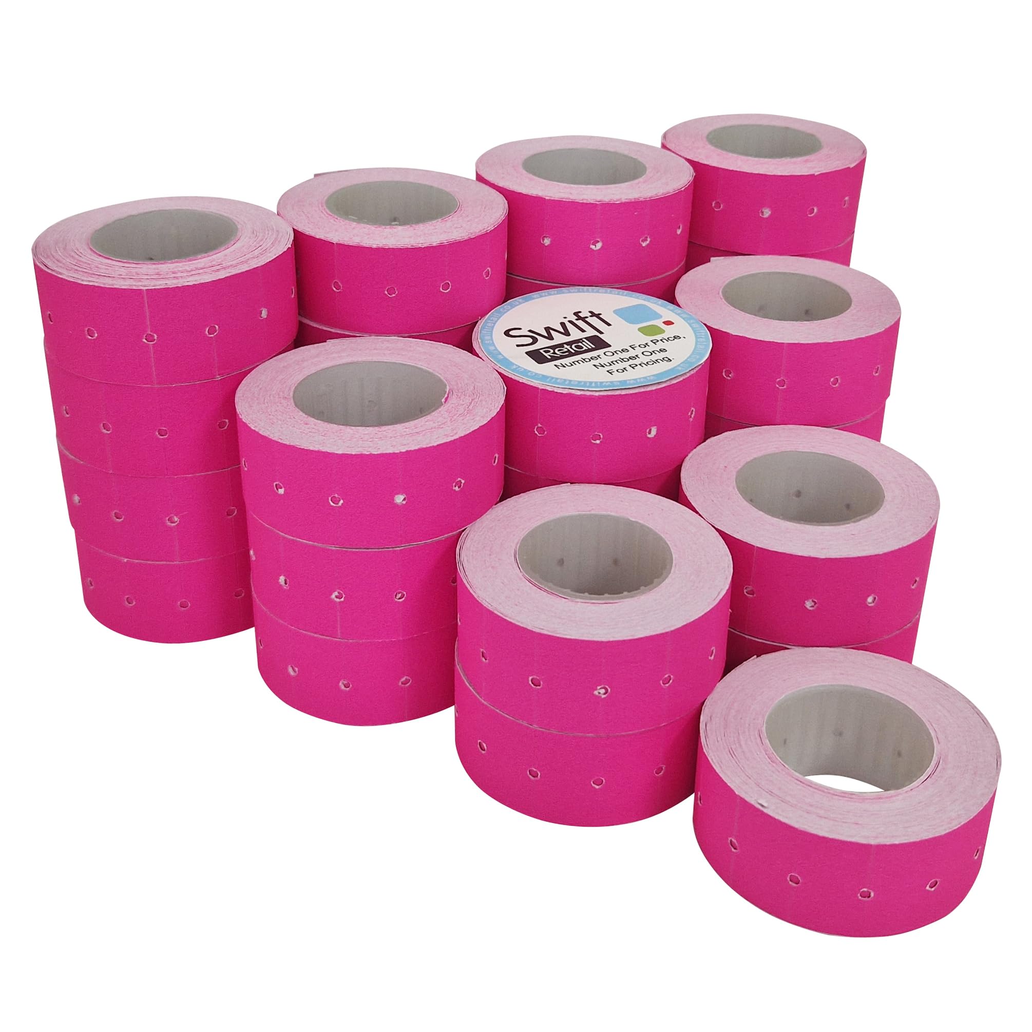 Swift 22 x 12 mm Price Gun Labels CT1 Pink 30 Rolls 15,000 Stickers Pricemarking Tags Fits Many Pricing Labellers