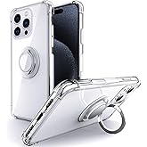 Silverback for iPhone 16 Pro Case Clear with Ring Kickstand, Protective Shock -Absorbing Bumper Shockproof Phone Case for Apple iPhone 16 Pro - Clear