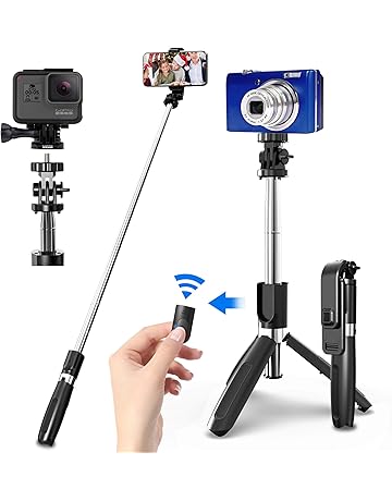 SYOSIN Palo Selfie Trípode con Control Remoto Bluetooth, 4 en 1 Monópode Extensible Selfie Stick Bolsillo Inalámbrico 360° Rotación para GoPro/Mini Cámara, iPhone Android Samsung Huawei y etc.