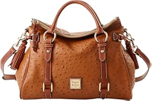 Dooney & Bourke Satchel Bags for Women, Large Ostrich Leather Satchel Handbag with Removable Crossbody Strap