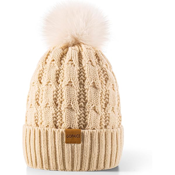 MIRMARU Women’s Soft Faux Fur Pom Pom Slouchy Beanie Hat with Sherpa Lined- Thic Samshield Mira Women main image 4