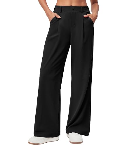 IUGA Womens Dress Pants Wide Leg Pull On Stretchy Work Pants Women