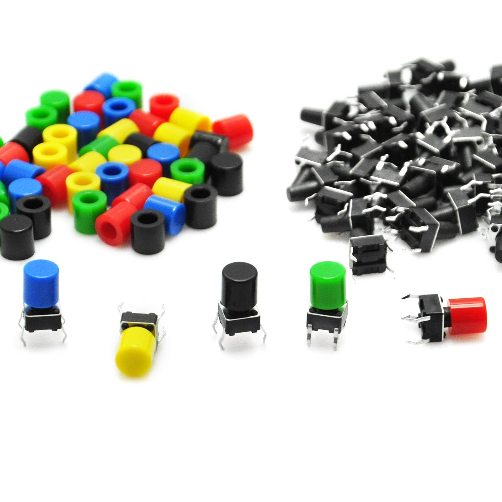 Gikfun 6x6x9mm Tact Tactile Push Button Momentary Micro Switch with Cap for Arduino (Pack of 50PCS) EK1852