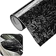 Gloss Forged Carbon Fiber Wrap, 1Ft x 3.5Ft DIY Decal Vinyl Wrap Roll, Self-Adhesive Film Sticker, Exterior Interior Accessories for Car SUV Truck and Motorcycle (Black)