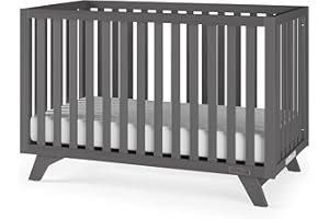 Child Craft SOHO 4-in-1 Convertible Crib, Baby Crib Converts to Day Bed, Toddler Bed and Full Size Bed, 3 Adjustable Mattress Positions, Non-Toxic, Baby Safe Finish (Cool Gray)