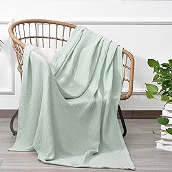 PHF 100% Cotton Muslin Throw Blanket 50" x