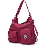 PORRASSO Donna Borsa a Tracolla Multitasche Borse a Spalla Pelle Impermeabile Borsetta per Lavoro Shopping Viaggio Uso Quotidiano Blu