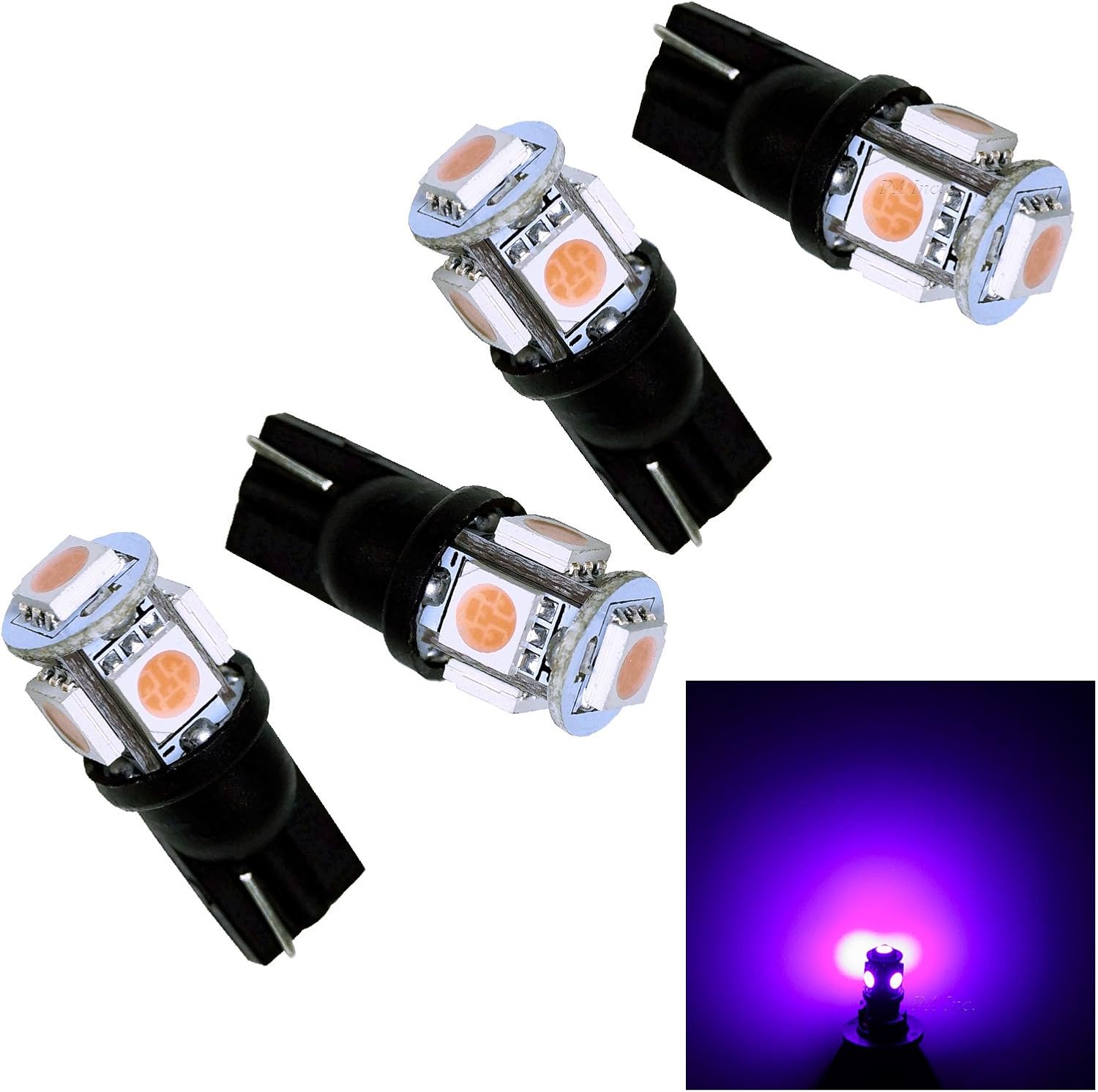 PA 4pcs 5 SMD LED T10 921 T15 194 Auto Side Marker Light/Tail Light/Turn Signal Light/Driving Light Bulbs Purple-12V