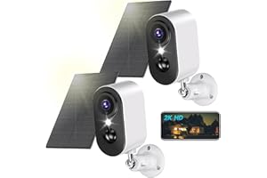 LIWAN Solar Security Cameras Wireless Outdoor (2 Pack), 2K 3MP WiFi Cameras for Home Security, Solar Panel Battery Powered Su