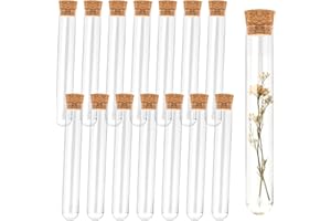 DARLINGAO 15Pcs Clear Plastic Test Tubes with Cork Stoppers 15x100mm 10ml – Transparent Vials with Seal Cap for Bath Salt, Candy, Beads, Powder, Spice, Liquid Storage, Party Favors, DIY Decoration, Lab Use