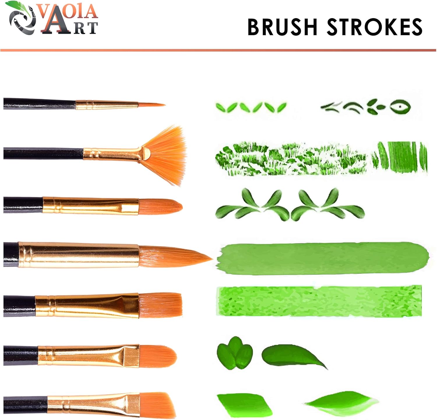 Paint Brushes Set - Acrylic Paint Brush - Watercolor Brushes - Oil Brushes - Artist Brushes - Gouache Brushes - Craft Brushes of 7 Types - Face Body Paint Brushes (Black Handle)