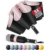 Seniny Inverted Travel Umbrella, Automatic Umbrellas for Rain, Windproof Compact Umbrella with Reflective Stripe, Folding UV Umbrella Sun Umbrella, Portable Large Umbrella for Backpack, Lightweight