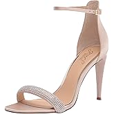 Jewel Badgley Mischka womens Ankle Strap Heeled Sandal, Champagne, 5 US