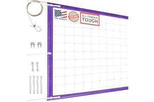 DDVLG Professional Volleyball Net Heavy Duty Outdoor, Upgraded Weather Performance with 46FT High-Tensile Steel Cable, Reinforced Borders, Ideal for Indoor/Outdoor- 32x3FT (Net Only)