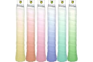 Tannius Tennis Racket Grip Tape, 6 Pack Tennis Grips, Absorbent and Enhanced Tennis Racquet Overgrip Tape（Gradient Color