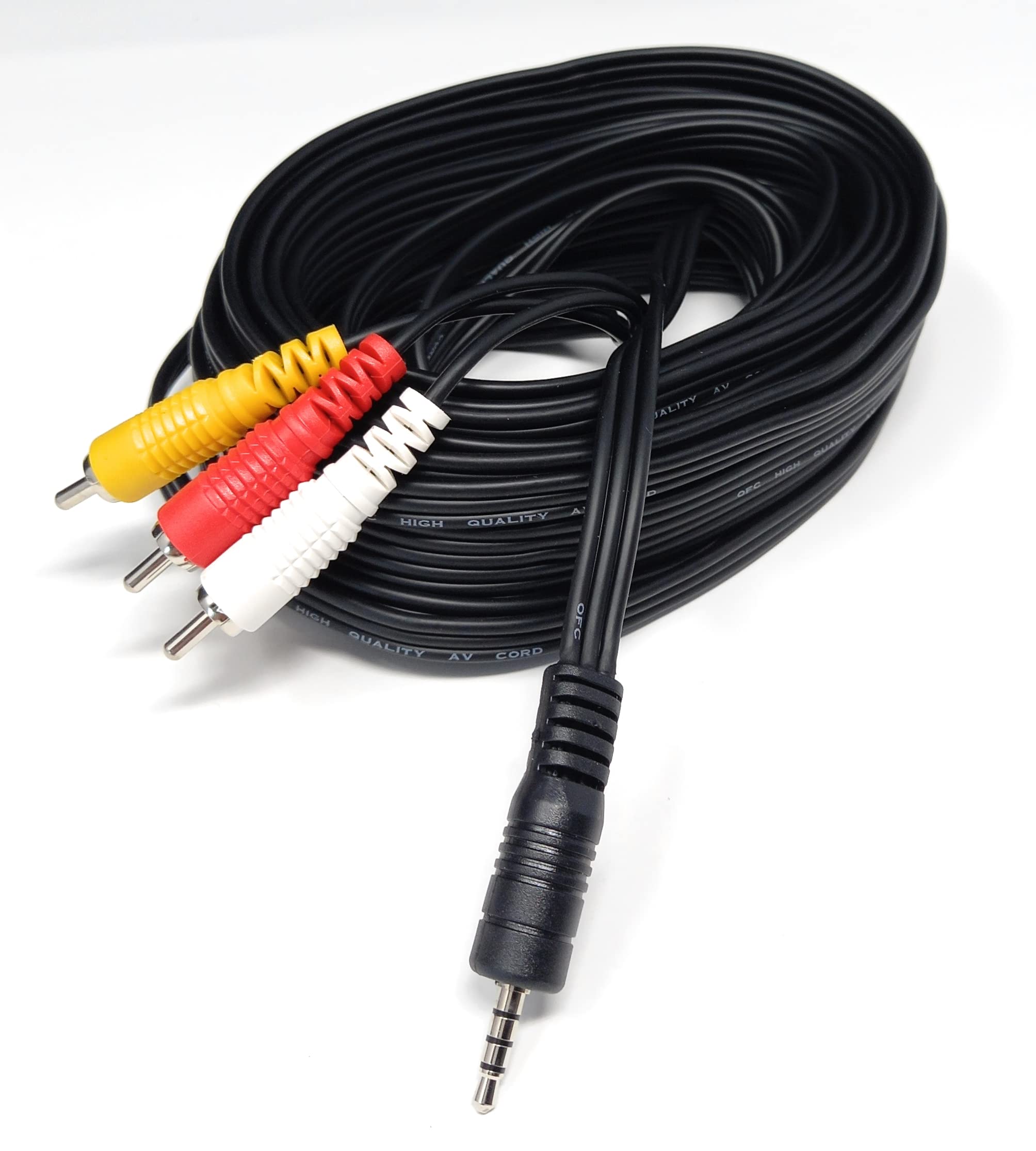 DRUT 10m 3.5mm 4 Pole Jack Plug to 3 x RCA Phono Composite Audio Video AV AUX Lead Cable 33ft