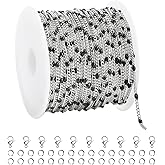 YOUBEIYEE 5 Meters Stainless Steel Chains for Jewelry Making Thin Twist Curb Link Chain with Black Enamel Beads