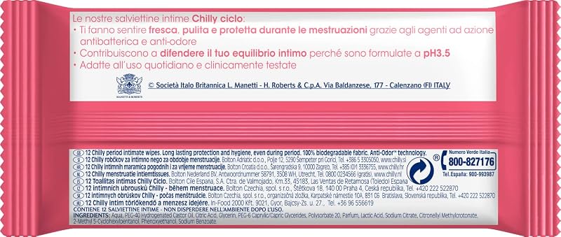 Zyklus-Reinigungstücher, Intima-Hygienetücher, 100% biologisch abbaubar, ideal für Außenhaus, PH 3.5, klinisch getestet, 12 Stück