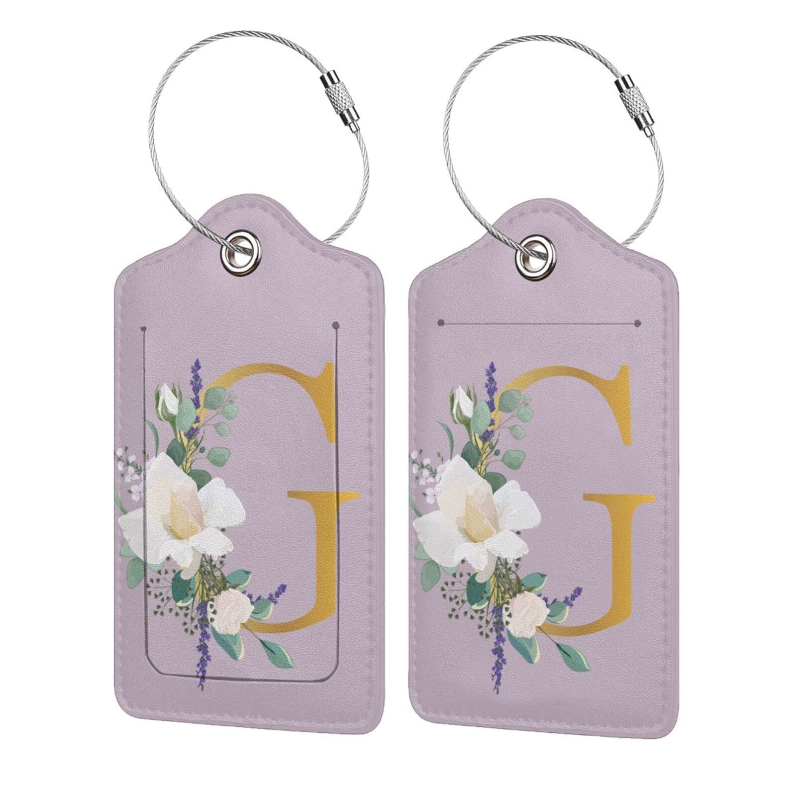 2 PCS Flower Lette G Luggage Tag for Suitcases