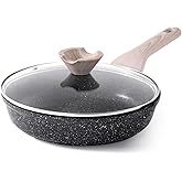 Kordisen Nonstick Frying Pan Skillet with Lid, 9.5 Inch Granite Egg Omelet Pan, Healthy and Non Toxic, Induction Compatible, PFOA Free