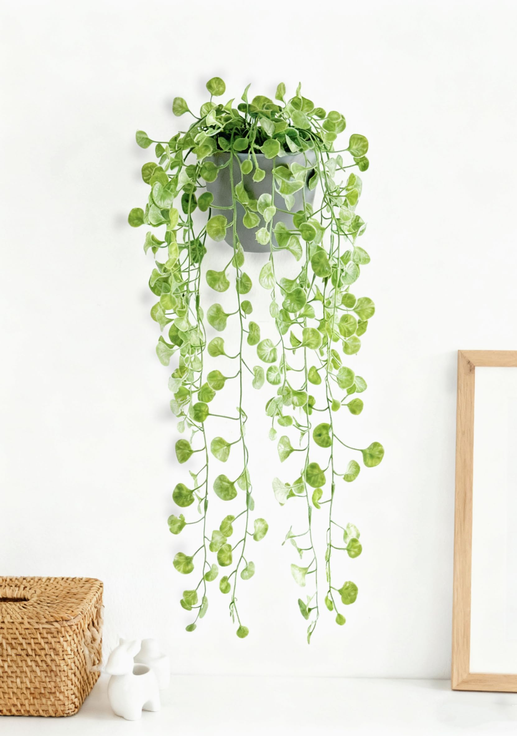 Mr. Bom Artificial Hanging Plant with Hook Faux Trailing Greenery in Pot, Hanging & Tabletop Decor, Artificial Plants for Indoor Outdoor Home Decor