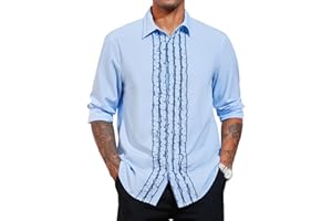 Runcati Mens Ruffle Tuxedo Shirt 80s Medieval Retro Costume Tops Long Sleeve Party Dinner Dress Shirts