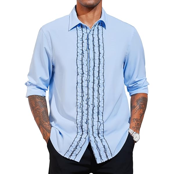 Amazon.com: Zen Retro Mens Ruffle Ruche Frill Tuxedo Shirt Black