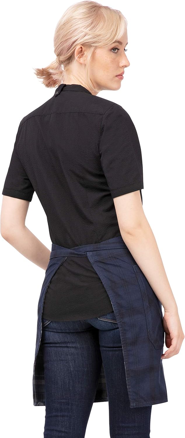 Chef Works mens Unisex Olympia Half Bistro Aprons, Navy, 19 L X 31.7 W US: Clothing