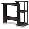 Furinno Efficient Home Laptop Notebook Computer Desk with Square Shelves, Dark Walnut