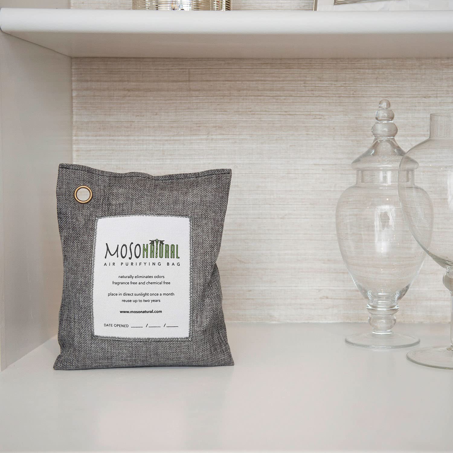 Moso Natural Air Purifying Bag 500g | Premium Bamboo Charcoal Odor Absorber for Home, Bedroom, Kitchen, Basement | Unscented Pet Odor Eliminator | Large Room Charcoal Deodorizer Bag Covers 250sqft