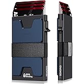 SEMORID Slim Aluminum Card Holder Wallet for Men, Durable Expandable Backplate, RFID Blocking Minimalist Metal Pop Up Wallet, Holds 12+ Cards Plus Cash