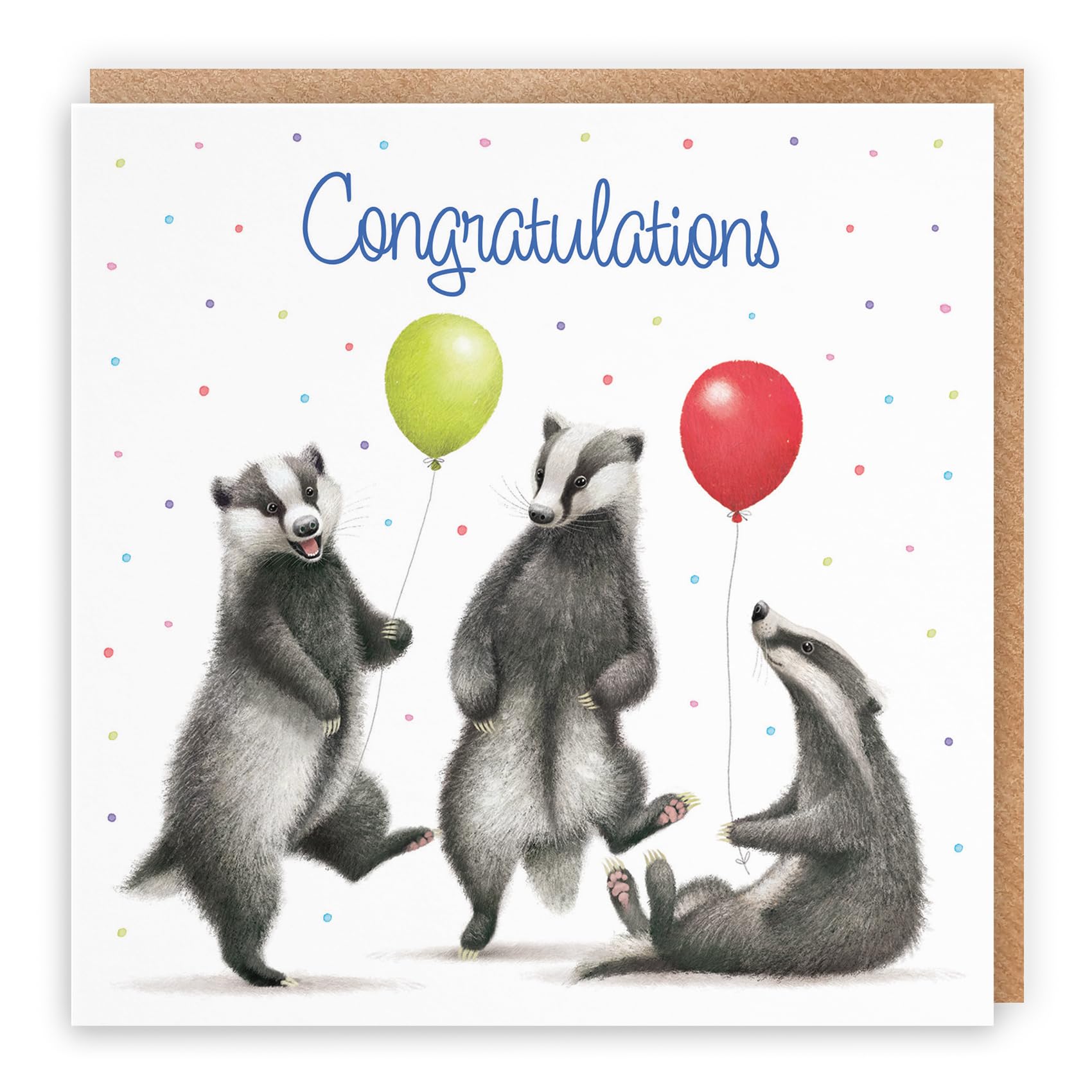 Hunts England - Badgers Funny Congratulations Card For Him, Her - Milo's Gallery - Wildlife Congratulations Card - Well Done Card For Exams, Promotion, Driving Test, Graduation, etc.