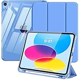 MoKo for iPad (A16) 11th Generation Case 11-inch 2025,iPad 10th Generation Case 2022 with Left Pencil Holder,Slim Trifold iPad11 inch Cover with Crystal Clear TPU Back Shell, Blue Purple