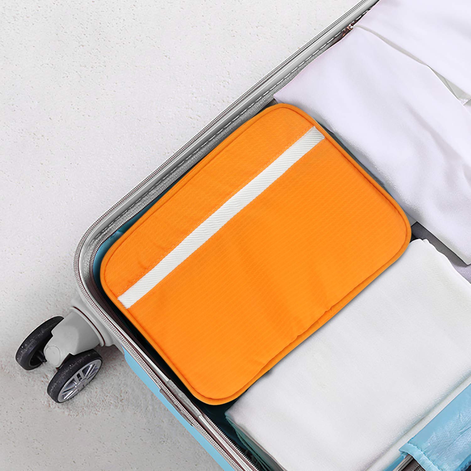 MONSTINA Travel Toiletry Bag Cosmetic Organizers with Hanging Hook Use in Hotel, Bathroom(Orange) : Beauty
