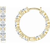 EONFUN Moissanite Hoop Earrings, 5.4cttw D Color 3x5mm Oval Cut Moissanite 925 Sterling Silver Earrings for Women Wedding Birthday Christmas Jewerly Gifts