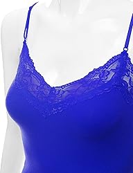 XT1004L Ladies Adjustable Spaghetti Strap Lace Trim