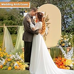 HEMMOTOP 6.6 ft Beige Arch Backdrop Cover, Spandex