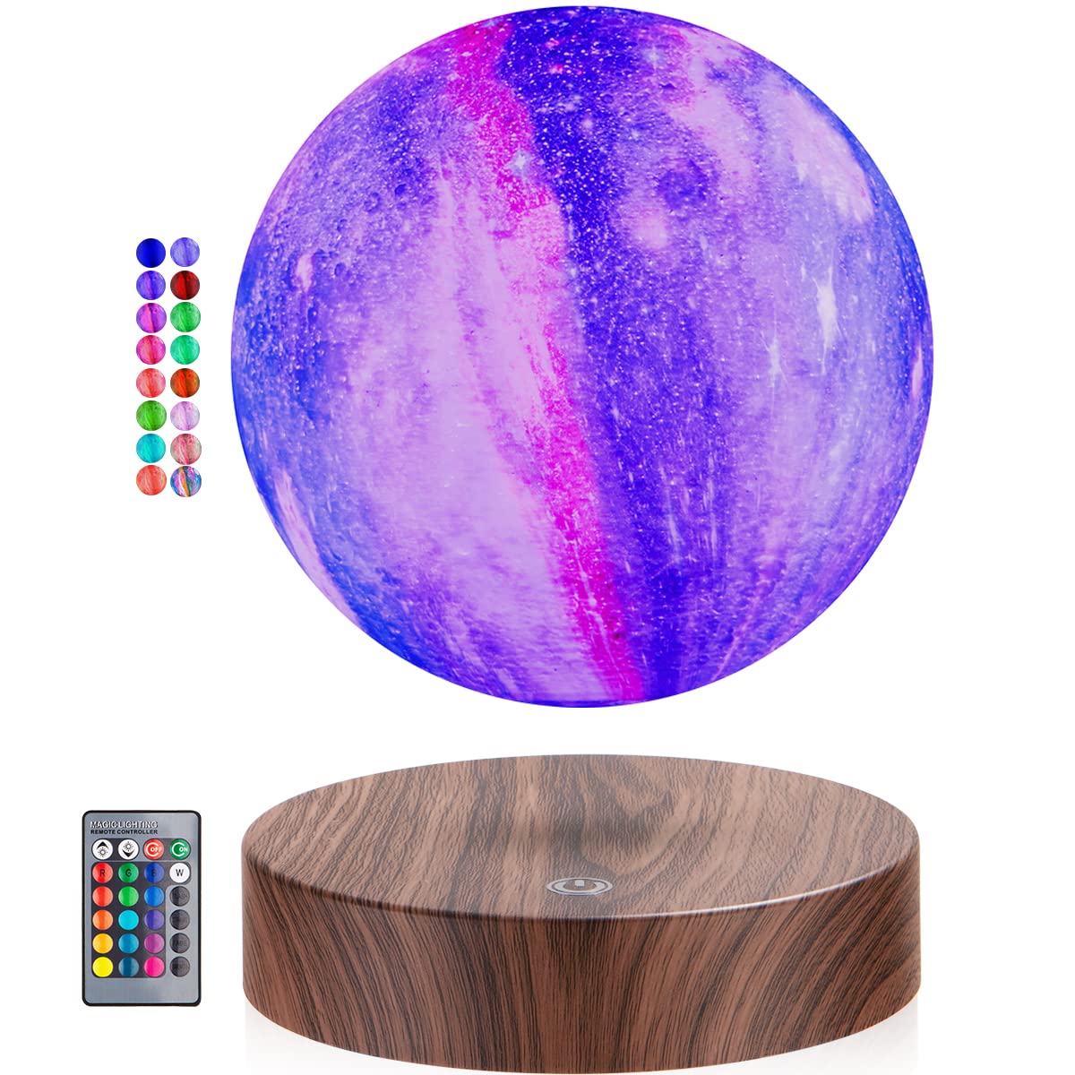 UVEHAS Floating Spinning Moon Lamp - Levitating Galaxy Lamp Rotating Magnetic Levitation 16 Colors LED Moon Light 3D Printing Night Lights for Room Office Desk Decor, Christmas Gifts