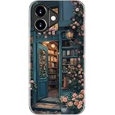 Esdot for iPhone 17 Case Cute - Wireless Charging Compatible – Dual-Layer Soft Silicone + Hard Shell - Wildflower Design - Protective Phone Cover for Women Girls - Floral Book Shop