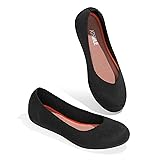 ATHMILE Black Flats: Women's Washable Knit Ballet