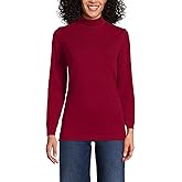 Lands' End Women Long Sleeve Relaxed Cotton Mock Regal Garnet Regular X-Large