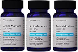 VitaMedica Arnica Montana 30X Homeopathic Tablets for Bruising Pain and Swelling | Plant Based Formula | Recommended by Plastic Surgeons | Natural Recovery Surgery Or Injury | 3 Pack | 150 Servings